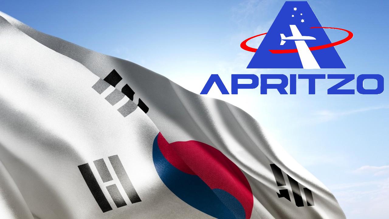 Bandera de Corea junto a logo de la importadora y comercializadora APRITZO